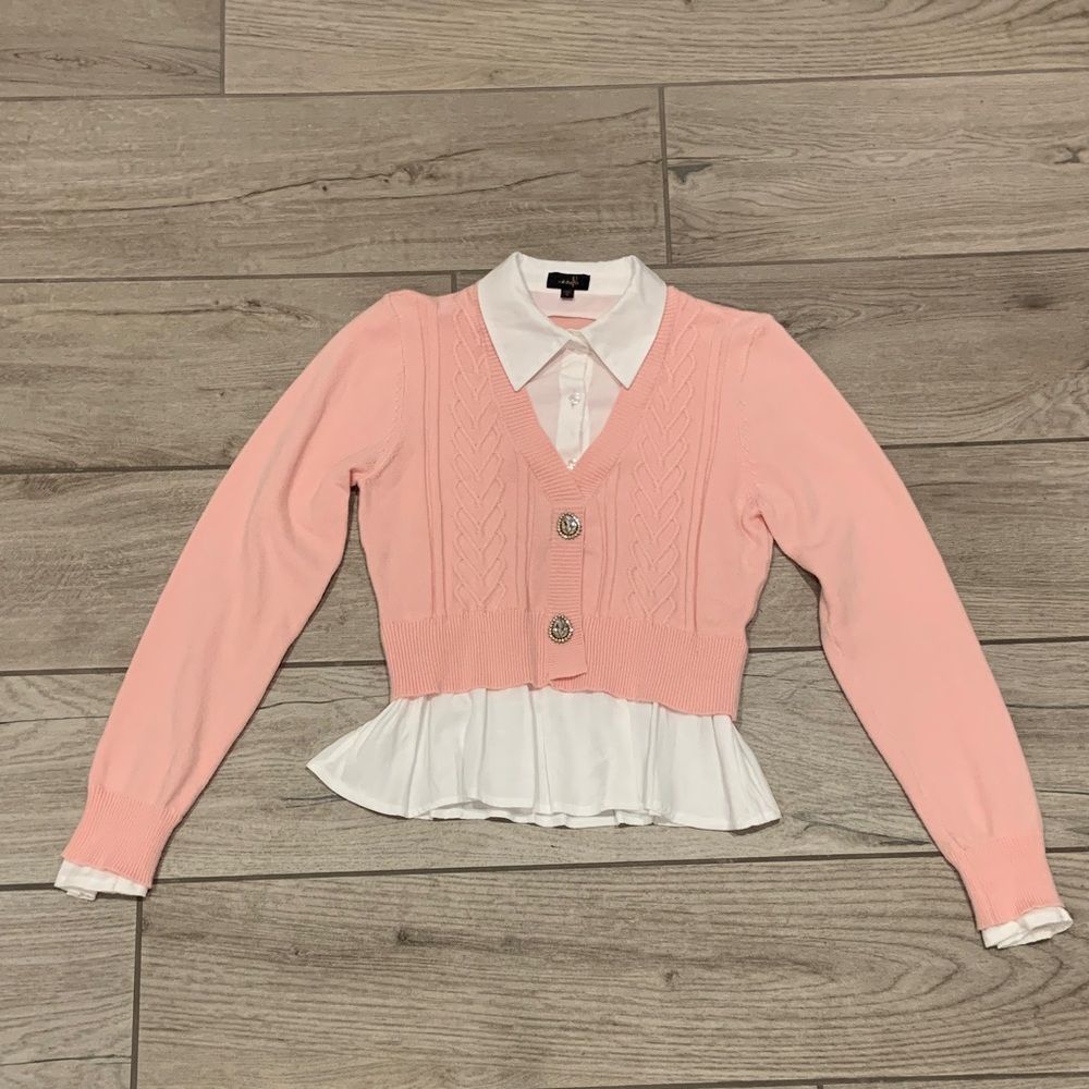 Chic Pink Cable Knit Cardigan